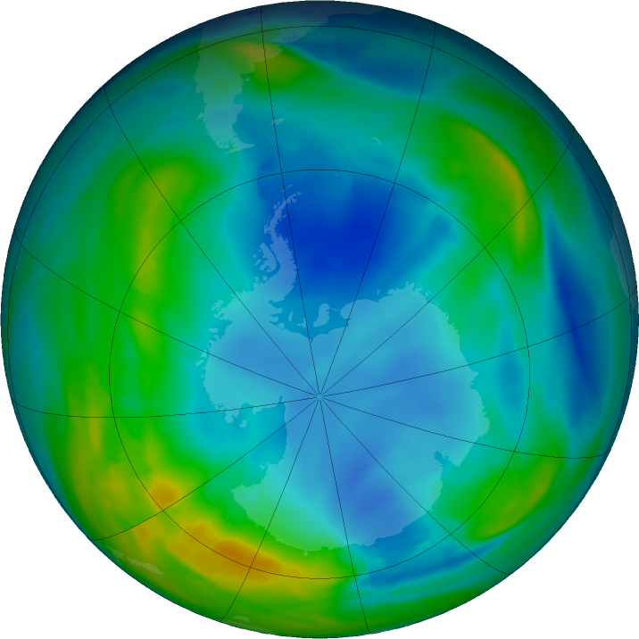 Antarctic ozone map for 16 July 2022